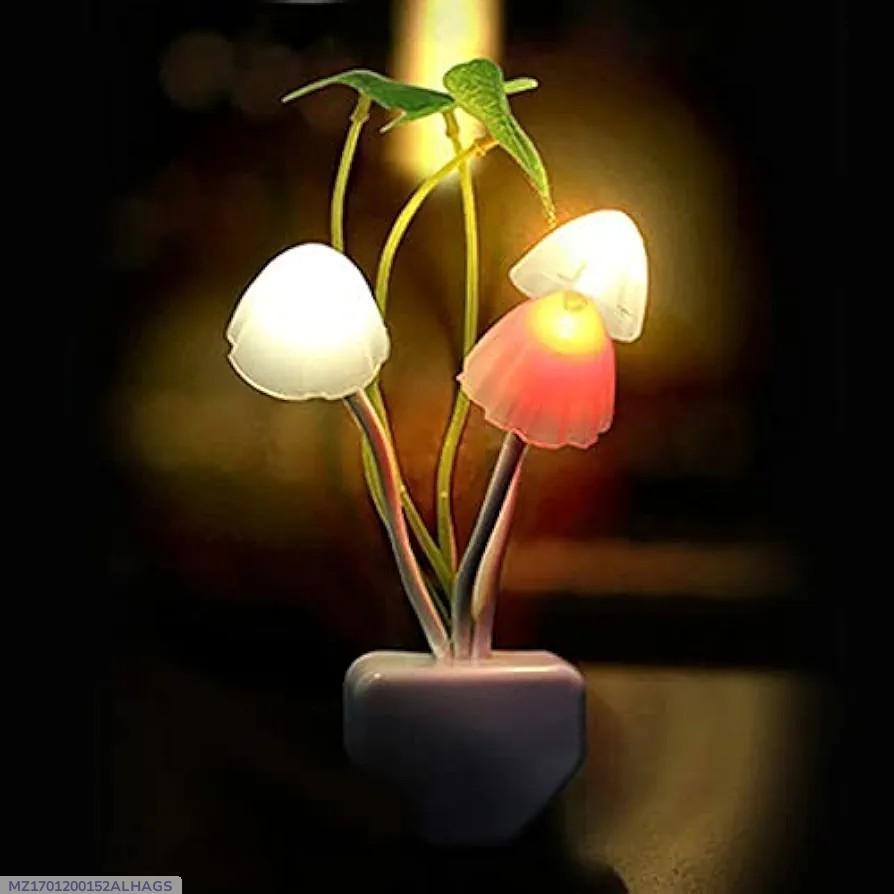 Mushroom Night Lamp White Pink Glow ABS Decor