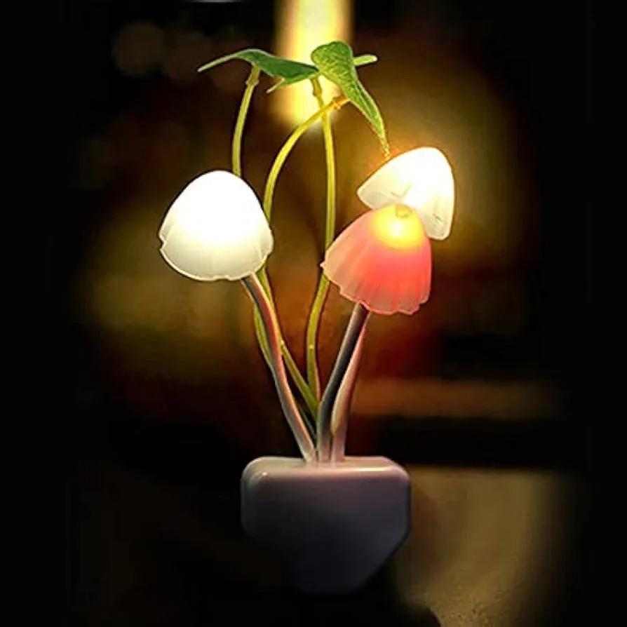 Mushroom Night Lamp White Pink Glow ABS Decor