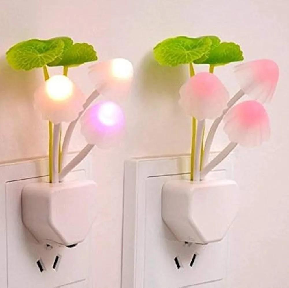 Mushroom Night Lamp White Pink Glow ABS Decor