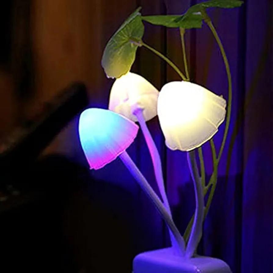 Mushroom Night Lamp White Pink Glow ABS Decor